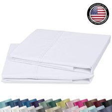 Pillow Cases 2-Pack Standard Size 100 Cotton Sateen White 400 Thread Count