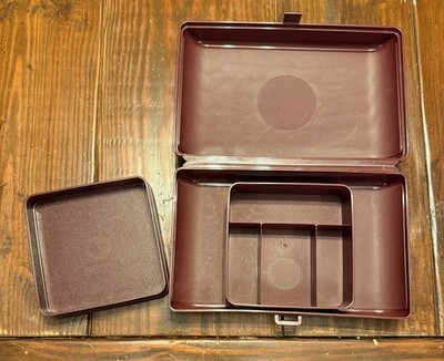 Vintage Tupperware Tupper Personal Valet Travel Case Organizer Maroon Jewelry