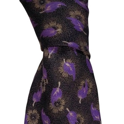 Robert Talbott Best Of Class Silk Necktie Mens Gray Purple Floral Tie EUC