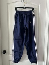 Vintage Navy Blue Adidas Nylon Cuffed Track Pants Men's size Large