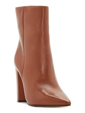 VINCE CAMUTO Womens Brown Membidi Pointed Toe Cone Heel Leather Booties 6.5 M