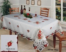 Mantel y servilleta Navidad campanas de pascua bordadas velas vacaciones 3778W