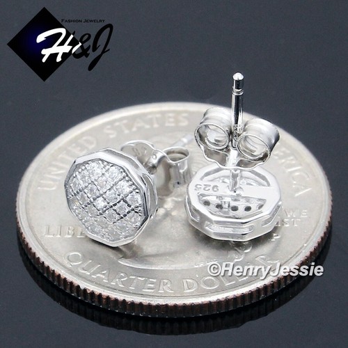 ORECCHINI UOMO DONNA ARGENTO STERLING 925 7X7MM GHIACCIO BLING CZ - Foto 8