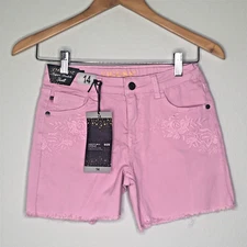 NWT Vigoss Girls Super Stretch Twill Malibu Midshorts Victory Pink Size 14