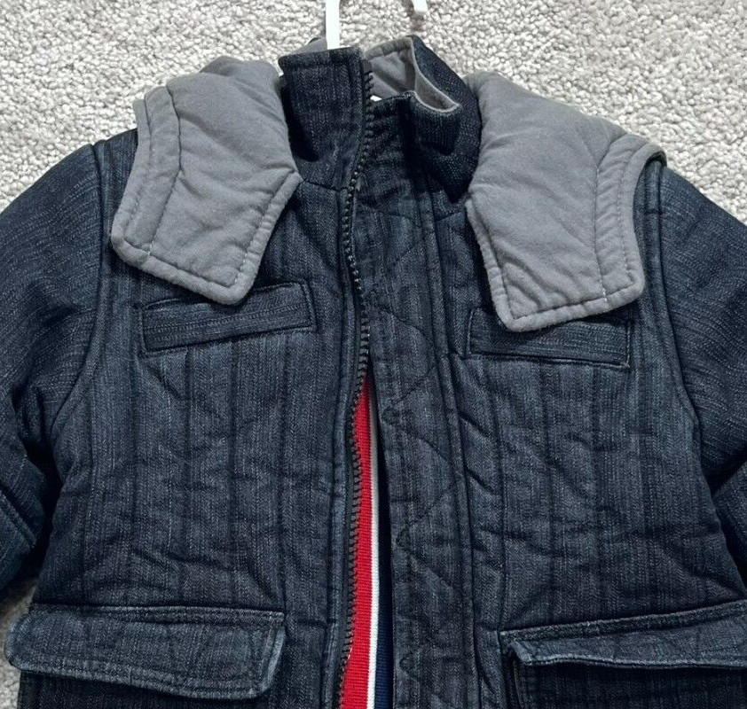 Kapital K Jacket Boys XS Blue Demin Full Zip Up Long Sleeves Pockets Polyester