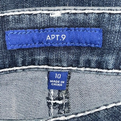 APT 9 Capri Embellished Bling Womens Sz 10 Blue Denim Jeans Mid Rise Stretch NWT - Picture 11 of 14