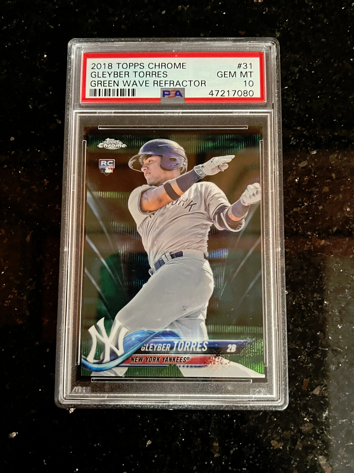 2018 Topps Chrome Gleyber Torres RC Green Wave Refractor /99 PSA 10 Yankees
