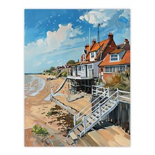 Frinton on Sea Beach Houses Seaside Oil Painting Wall Art Poster Print