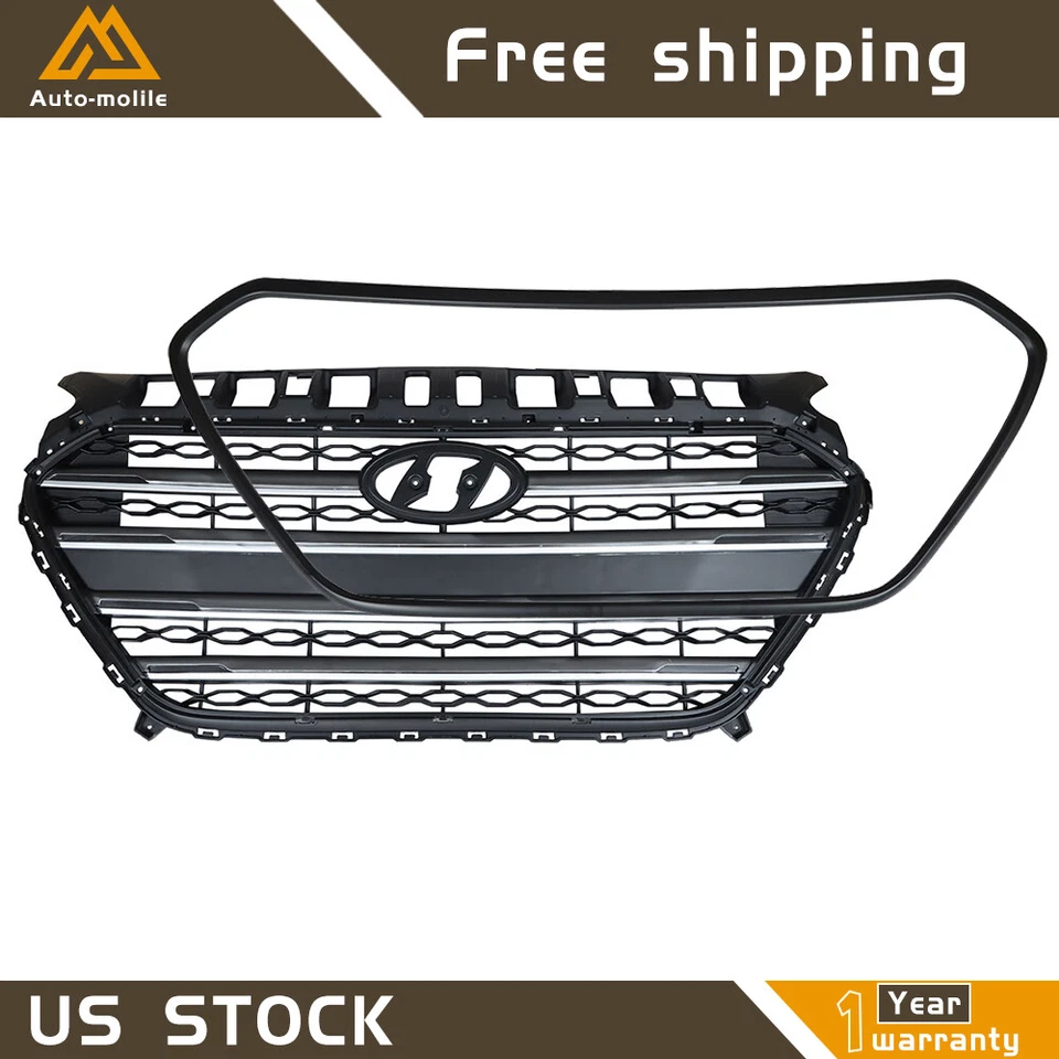 Front Bumper Grill With Grill Frame 2PCS Kit For 2013-2017 Hyundai Elantra GT - Image 2 of 4