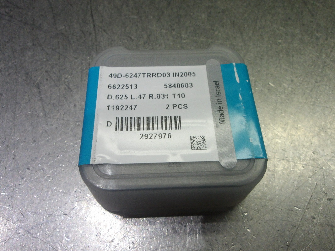 Fraise Au Carbure Ingersoll 5/8" - Type Corner Radius, 4 Dents - Réf 47D-6247TRRD02 - Lot 2 Pcs Neuf