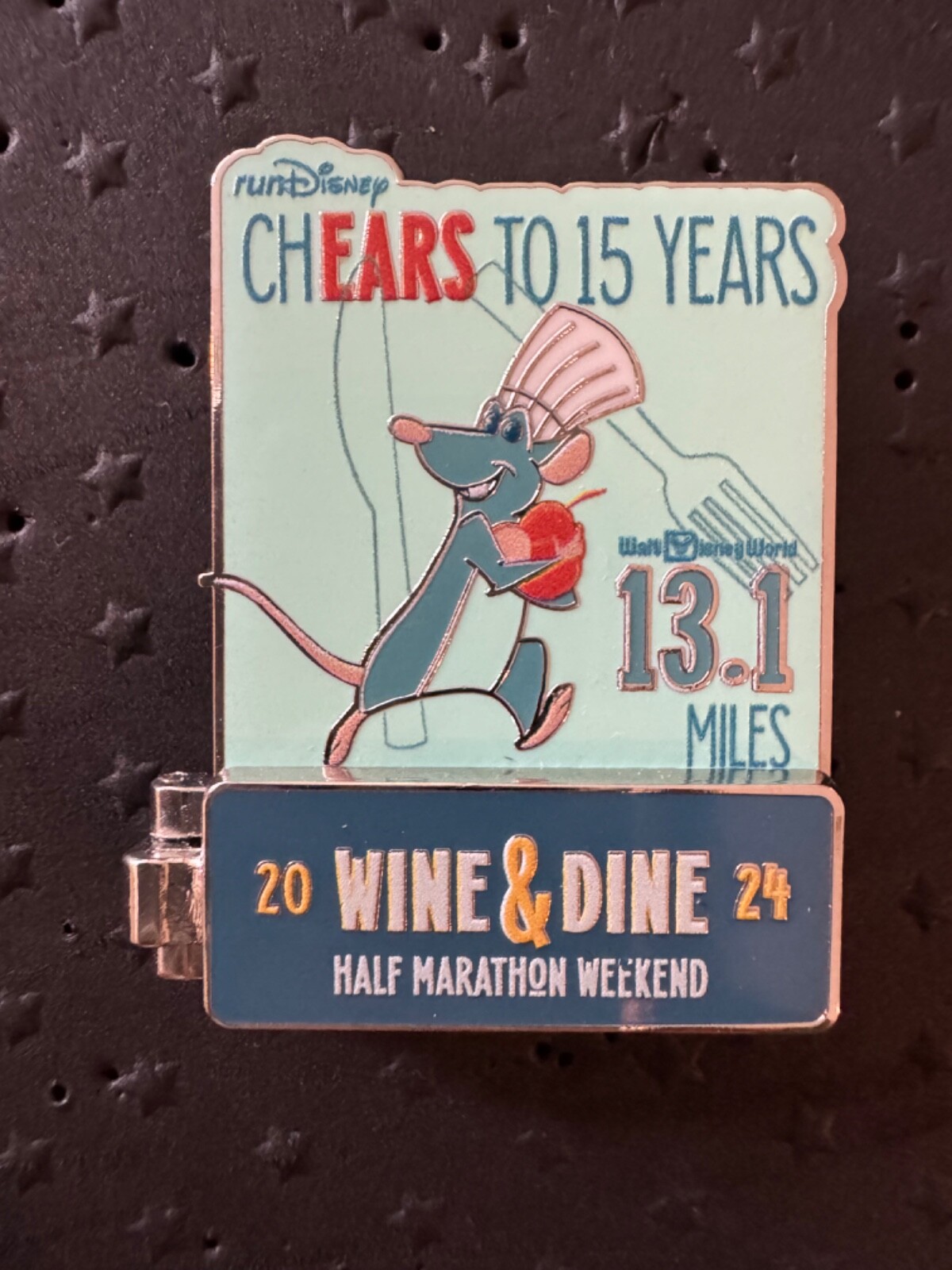 Run Disney Remy Ratatouille Chears to 15 Years Wine & Dine Hinge LE 4000 Pin