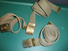 3 Vintage Solid Brass Made in USA Military Belts 33", 34" from Buckle End (T80)