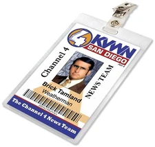 Anchorman Brick Tamland Channel4 News Press Pass ID Badge Name Tag Card Laminate