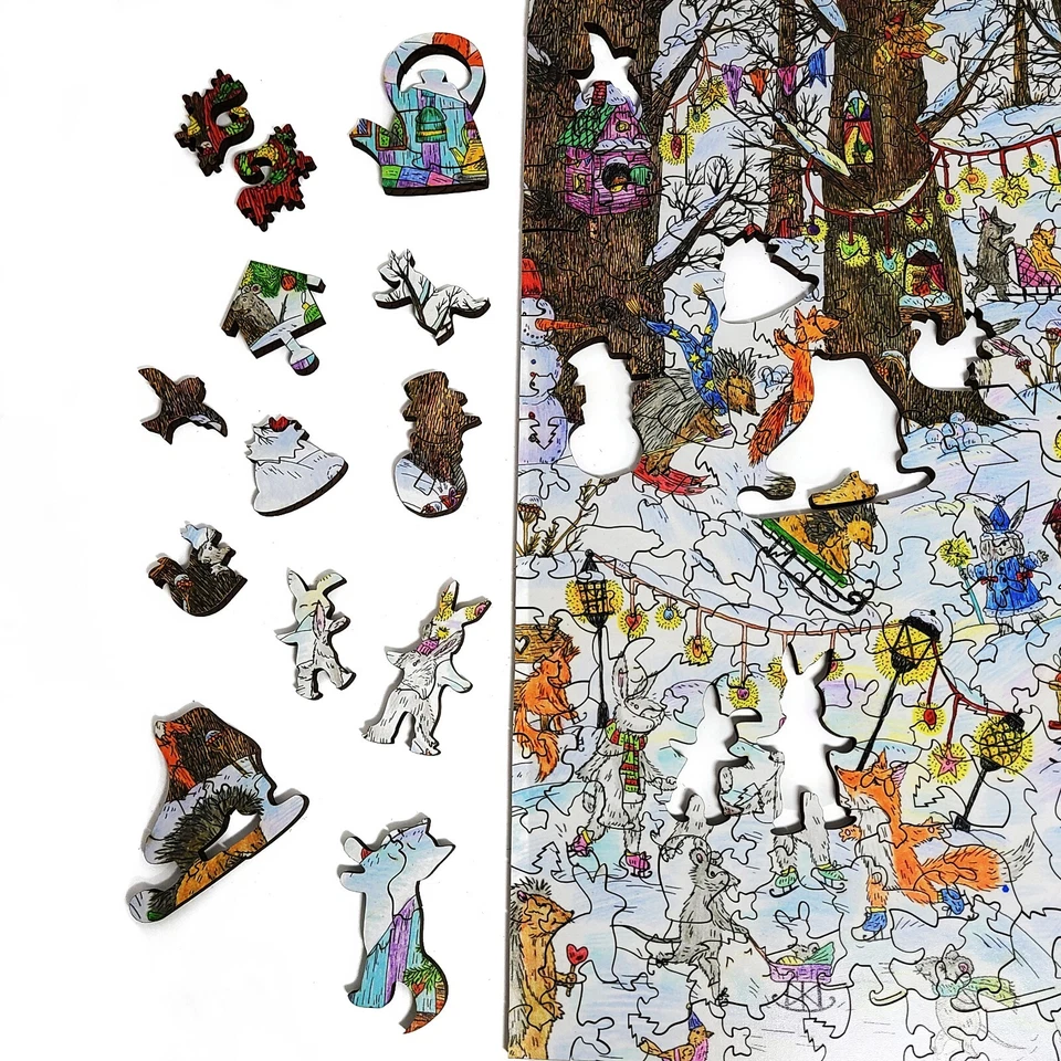 Quebra-cabeça de madeira para adultos da FoxSmartBox -434 peças - Fairy Forest. Inverno - Imagem 4 de 4