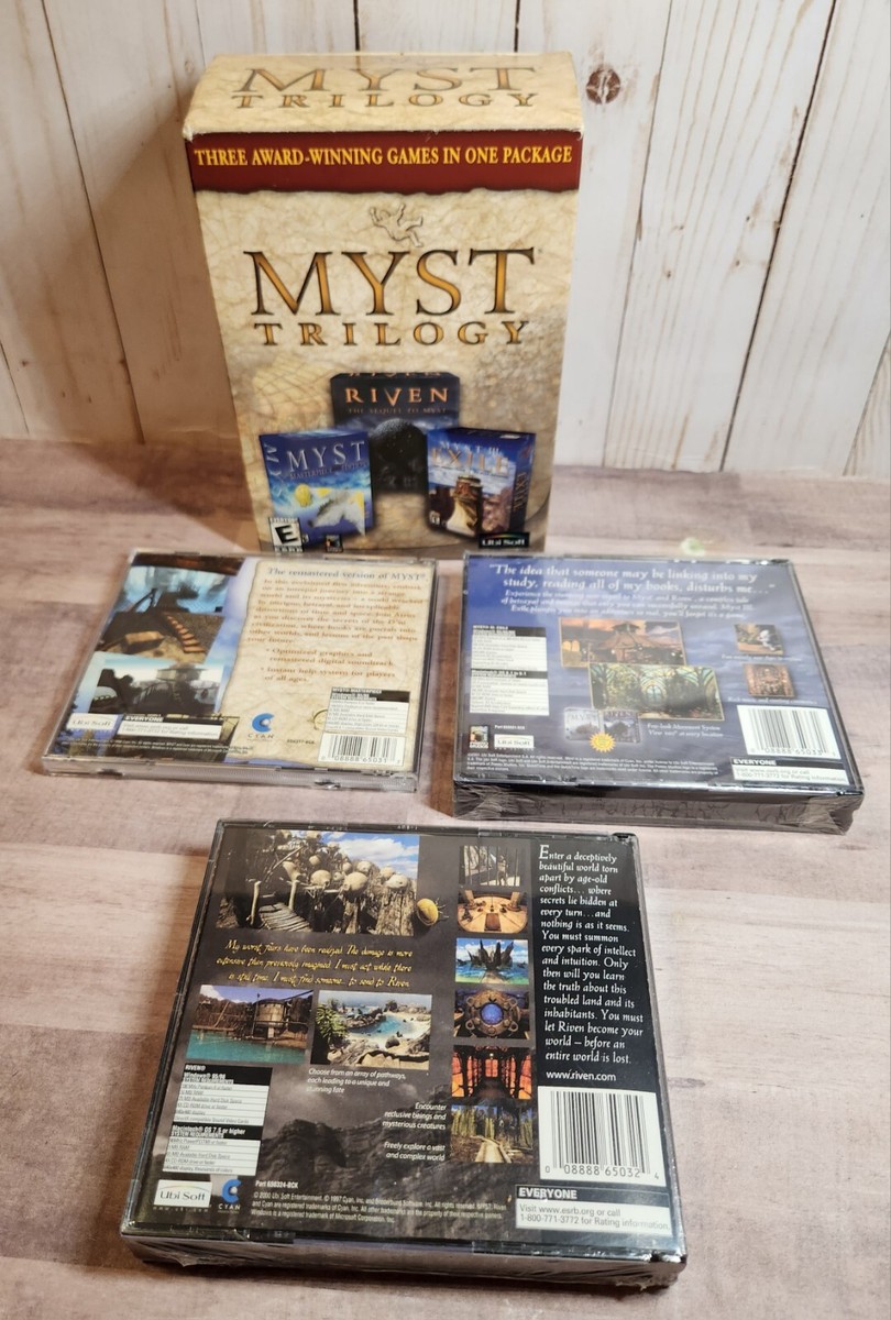 Myst Trilogy PC/Mac - Coffret Incluant Myst (1993), Riven (1996) Et Myst III (1997) - Bon état