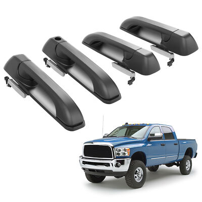 Exterior Outside Door Handle Black Kit Set Of 4 For DODGE RAM 1500 2009-2024