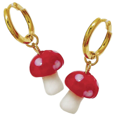 Dangle Earrings Teen Girls Tiny Huggie Hoops Mushroom Huggie