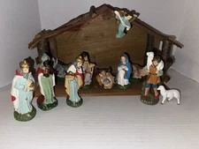 Vtg Christmas Nativity Manger Baby Jesus Mary Joseph 3 Wisemen Shepherd Japan