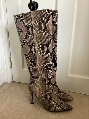 BNWT Rita Ora for Primark Brown Faux Snakeskin Knee High Boots