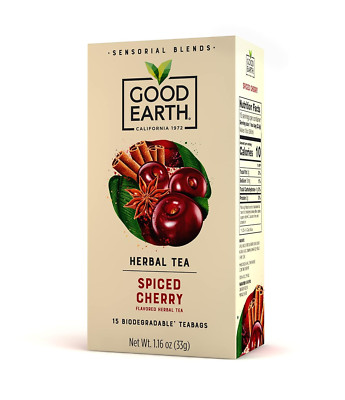 Good Earth Spiced Cherry Flavored Herbal Tea, Sensorial Blend, 15 Bags (5 Pack)