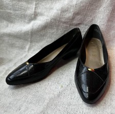 Vintage SELBY Flex W. Blk Leather /Patent Low Heel Heel Shoe Sz 6.5B 5.5 used