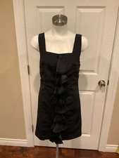Alice + Olivia Black Tiered Ruffle Silk Mini Dress, Size Small