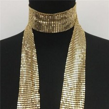 2025 Metal Sequins Neck Tie Scarf Neckerchief Evening Long Thin Skinny Glitter