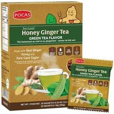 	Honey Ginger Tea - Instant Tea Powder Packets with Green Tea Extract & Ginger	
