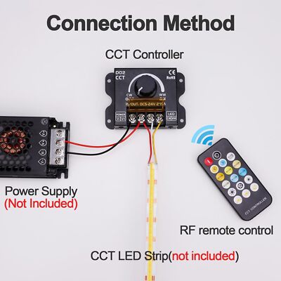 DC5V-24V 30A LED Controller Knob / Switch Dimmer W / RF Remote for CCT LED Light