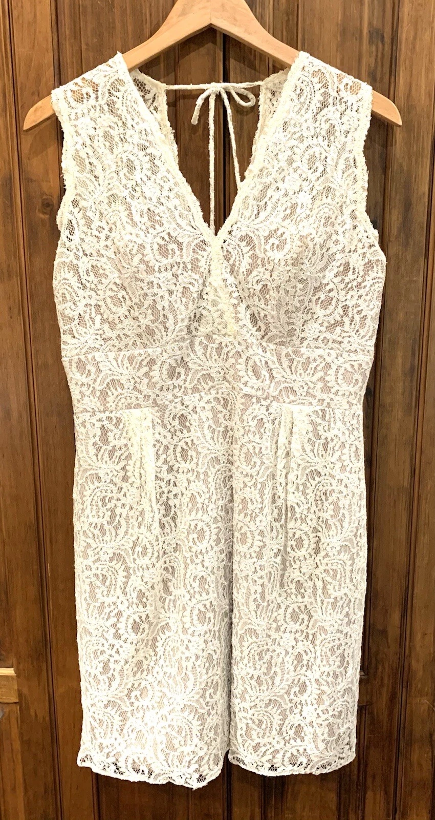 OFF WHITE Belsoie vintage Abito da sposa in pizzo bianco sporco avorio taglia US 14