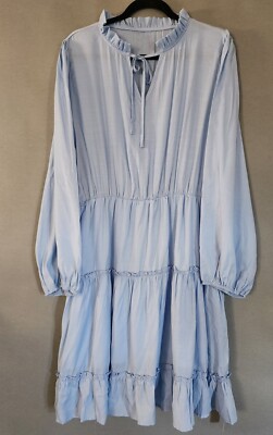 Vintage Womens Blue 2XL Dress RELA BOTA NWT Ruffled Long Sleeve Y2K