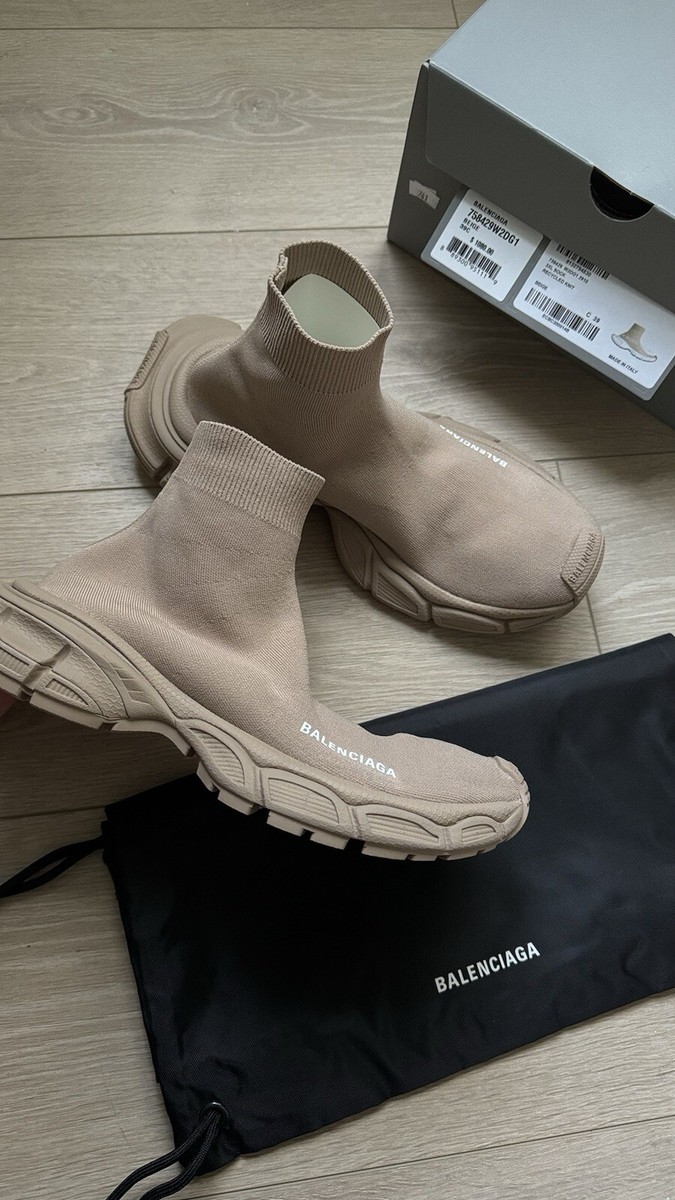 BALENCIAGA Women's 3XL Sock Knit Sneakers Beige Size 39 NEW