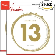 2-PACK Fender 70M 80/20 Bronze Medium Ball End Acoustic Guitar Strings 13-56