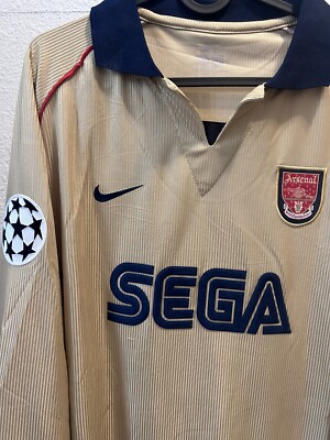 01-02 Nike Arsenal FC Thierry Henry LongSleeve Away Gold Jersey