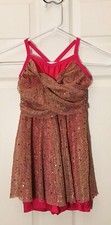 A Wish Come True Pink  Gold Dance Costume Lyrical Dress Size Large Child