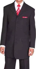 Men's Long Coat Jacket, 7- Button Zoot Suit Come with Pants, Black 904P