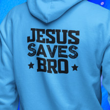 Jesus Saves Bro Hoodie - Christian Faith Pullover Sweatshirt - Black Graphic