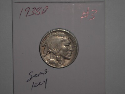 BUFFALO NICKEL 1938D SHARP DETAILS, INDIAN HEAD 1938-D LOT #3