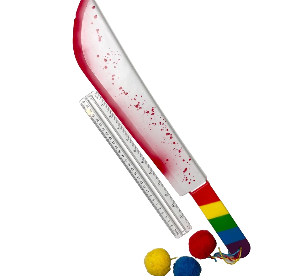 "DISFRAZ DE PAYASO ASESINO HALLOWEEN COSPLAY UTILERÍA ACCESORIO CUCHILLO MACHETE ESPADA 21""" Foto 4 de 4