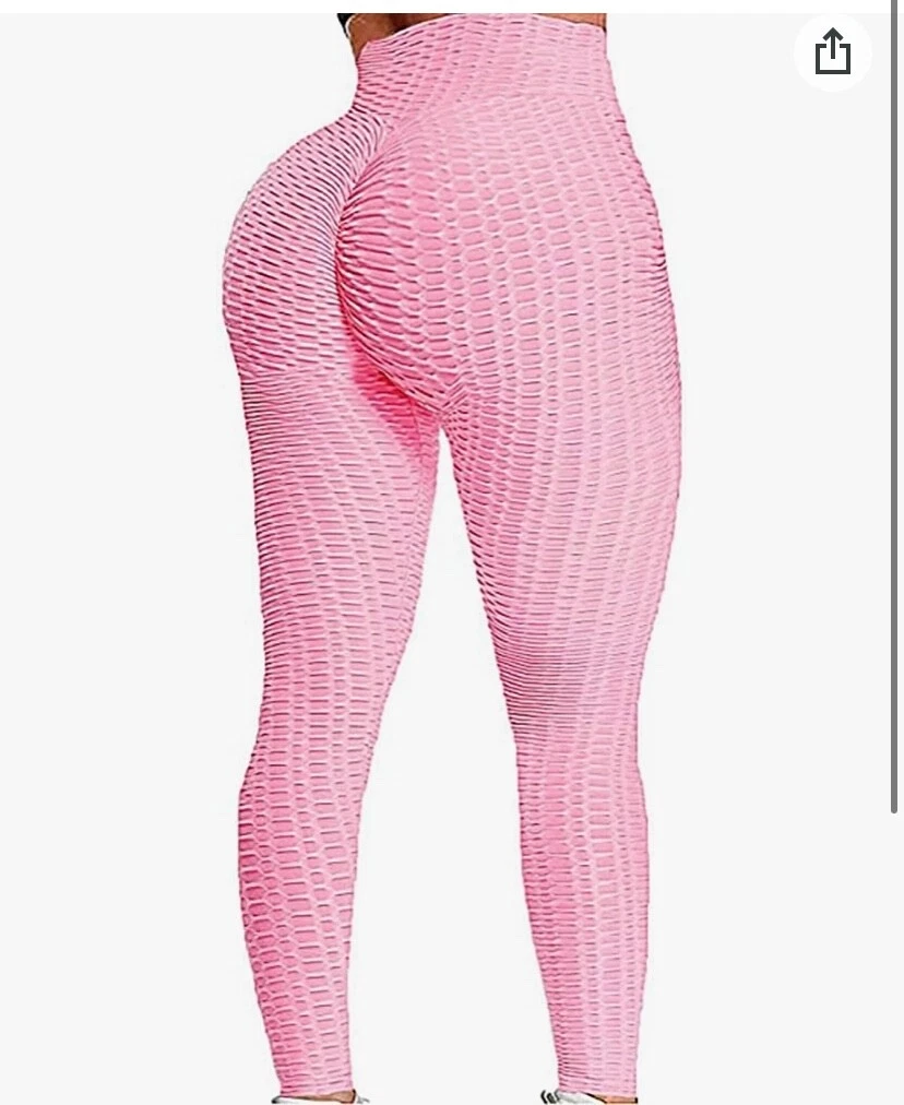 TikTok leggings MEDIUM pink scrunch butt ankle length brand new