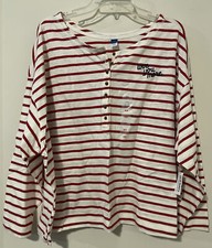 Old Navy Women’s 4x Red Striped Long-Sleeved Cotton Shirt NEW! A5031