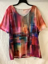 Women's Top Tunic 3XL Graphic Beachy Short Sleeve Comfy Lightweight Casual