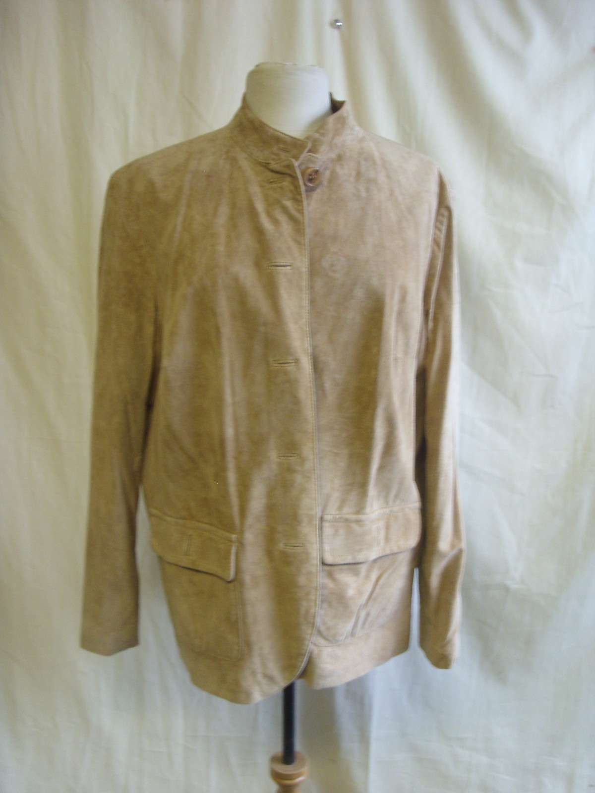 ALTRA Cappotto donna Liz Claiborne taglia 1X busto 40" sabbia biscotto 100% camoscio 7673