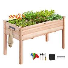 Wooden Raised Garden Bed Planter Box 47.2x22.8x30" Flower Vegetable Herb