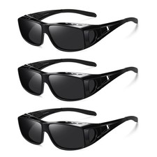 Wzerry Sunglasses Fit Over Standard, Black/Grey