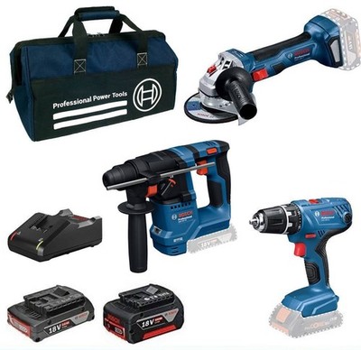 Bosch 18 Volt Profi-Set 2 Akkus 2-4 Ah GSB 18 V-25 GWS 18 V-8 GBH 18 V-18