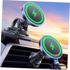 2-in-1 15W Magsafe Car Mount Charger, Magnetic Wireless Car Charger 360