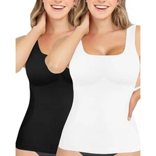 NWT ~ Set/2 Black & White Tummy Control Shapewear Compression Tank Tops ~ XXL