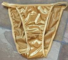 Golden Bronze 10/3XL Double String Hi Shine Second Skin SATIN Hi Cut Panties