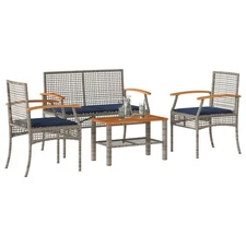 Patio Lounge Set Grey PE Rattan Standard UV-resistant materials